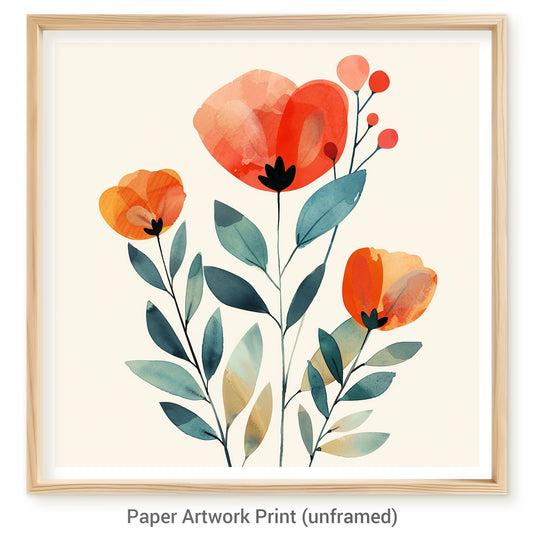 Elegant Watercolor Flowers with Warm and Cool Tones