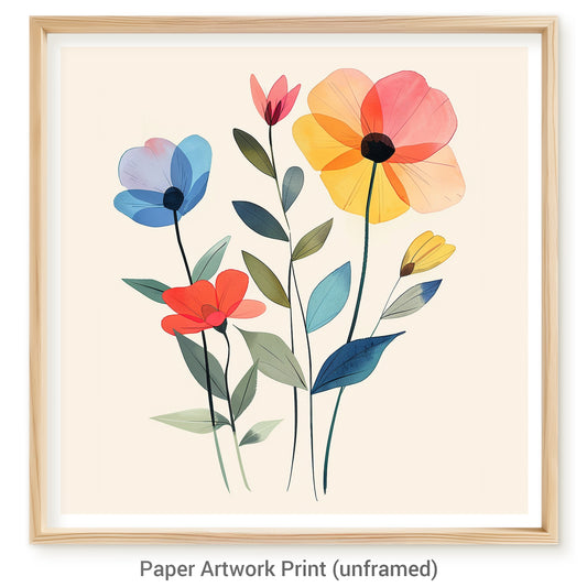 Colorful Paper Flowers Artwork on a Light Background