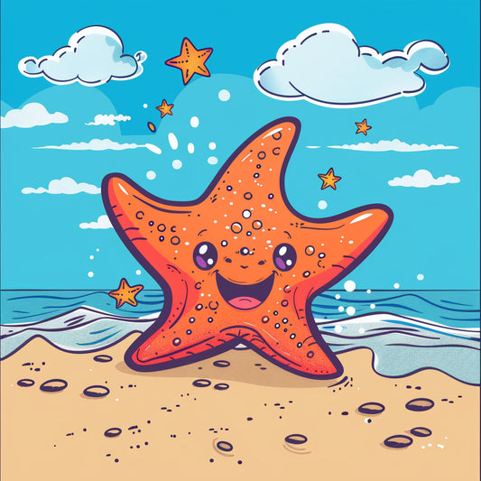 Cheerful Starfish Cartoon on Sunny Beach Vector Illustration