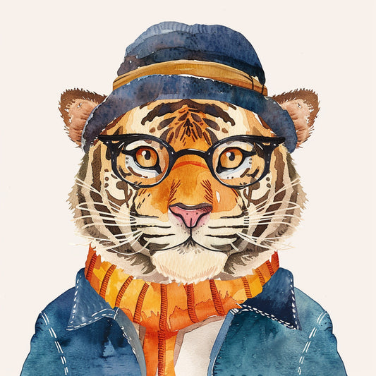 Hip Tiger in Retro Outfit Perfect for Quirky Branding