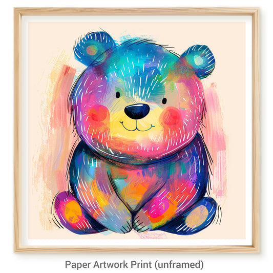 Colorful Illustration of a Cute Smiling Baby Bear