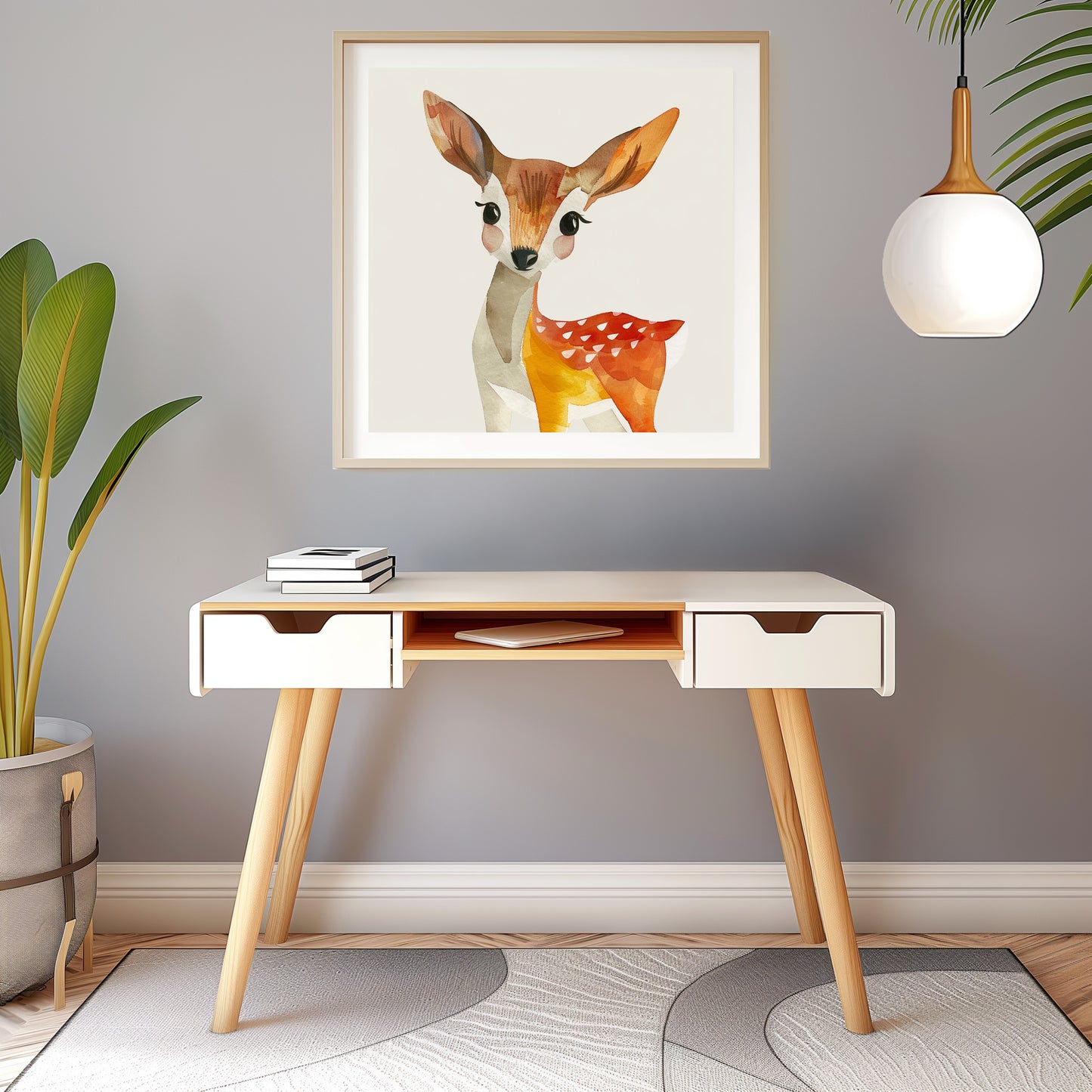 Charming Watercolor Illustration of a Cute Baby Deer