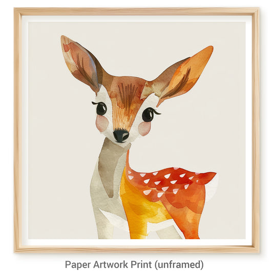 Charming Watercolor Illustration of a Cute Baby Deer