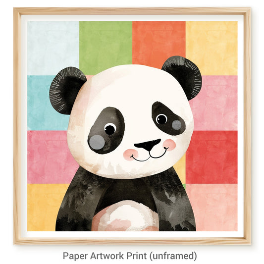 Colorful Background with Cute Baby Panda Illustration