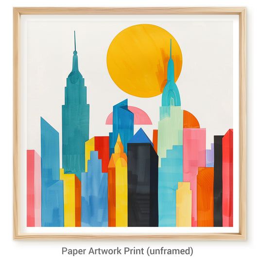 Colorful Watercolor Painting of New York City Skyline