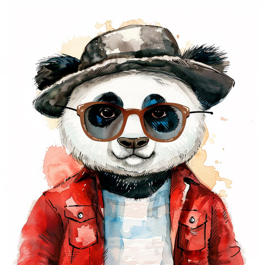 Hip Panda Wearing Trendy Hat and Cool Sunglasses Illustration