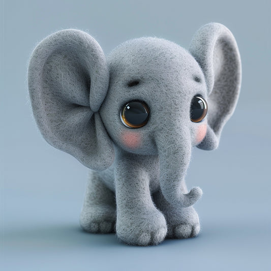 Adorable African Elephant Plush Toy Over Soft Blue