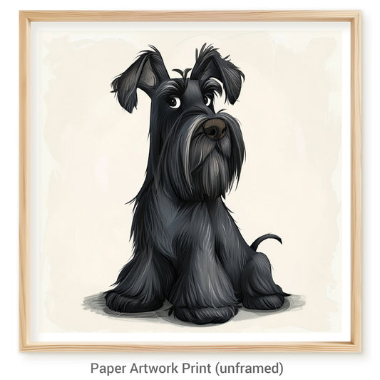 Adorable Giant Schnauzer Dog Illustration with Cute Expression