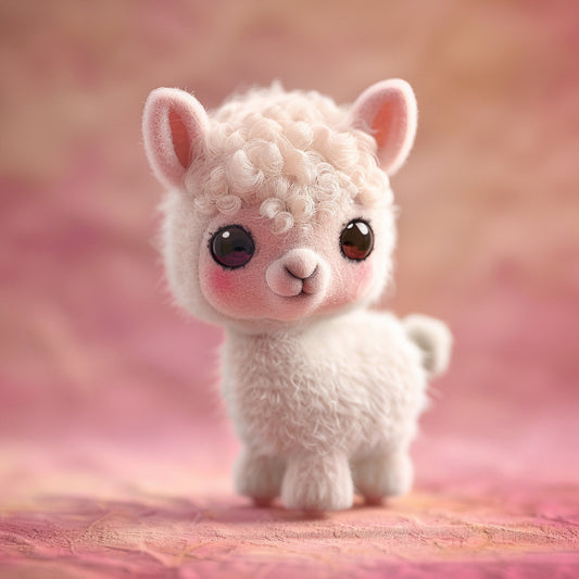Adorable Needle Felted Llama with Cute Expression