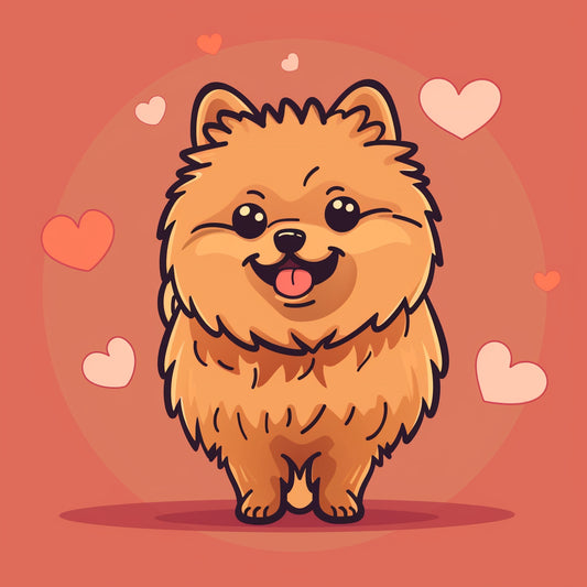 Adorable Pomeranian Dog with Hearts Illustration