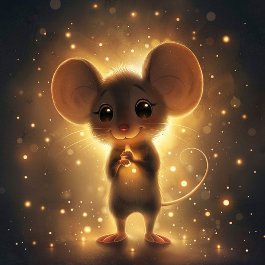 Cute Mouse Illustration with Dreamy Golden Lighting