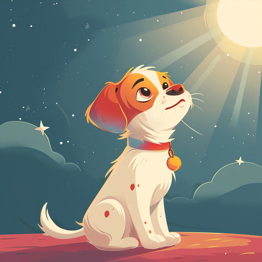 Adorable Puppy Gazing at Stars with Dreamy Night Sky