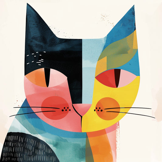 Colorful Watercolor Style Cat Illustration Banner