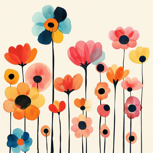 Colorful Watercolor Flowers Banner in a Vibrant Style