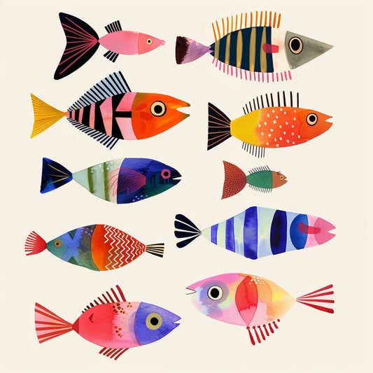 Colorful Watercolor Tropical Fish Illustration Collection