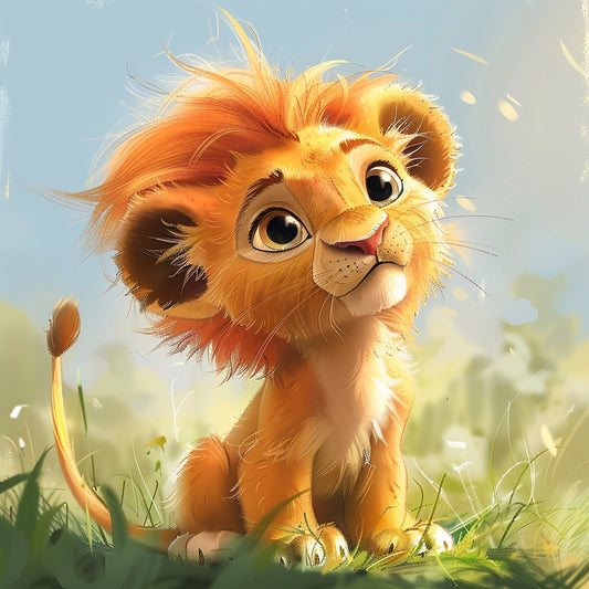 Adorable Baby Lion Cub in a Serene Meadow