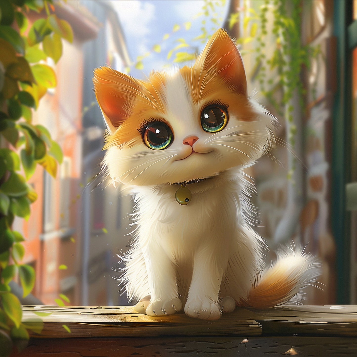 Adorable Fluffy Kitten With Big Eyes on Sunny Day