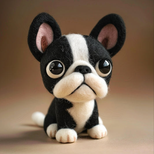 Needle Felted Boston Terrier Dog Looking Adorable