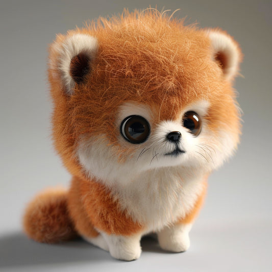 Needle Felted Pomeranian Dog Figurine With Adorable Eyes