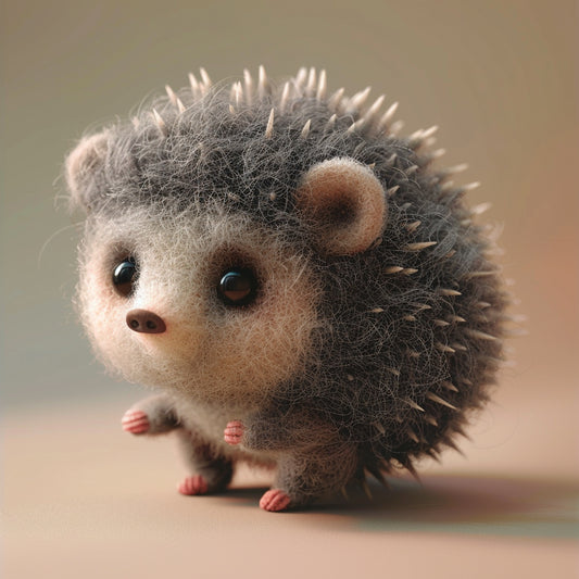 Needle Felted Hedgehog in a Clean Isometric View