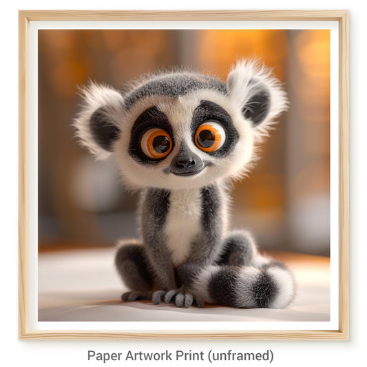 Adorable Needle Felted Lemur with a Smiling Expression