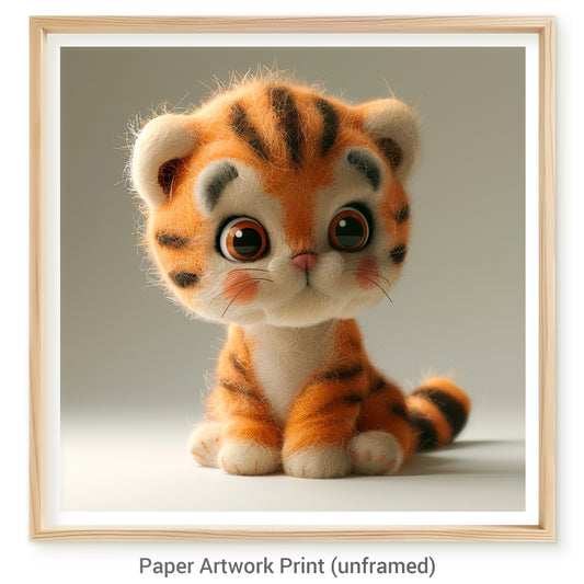 Adorable Needle Felted Baby Tiger with Big Eyes