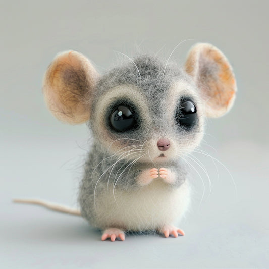 Needle Felted Mouse on a Seamless Isometric Background