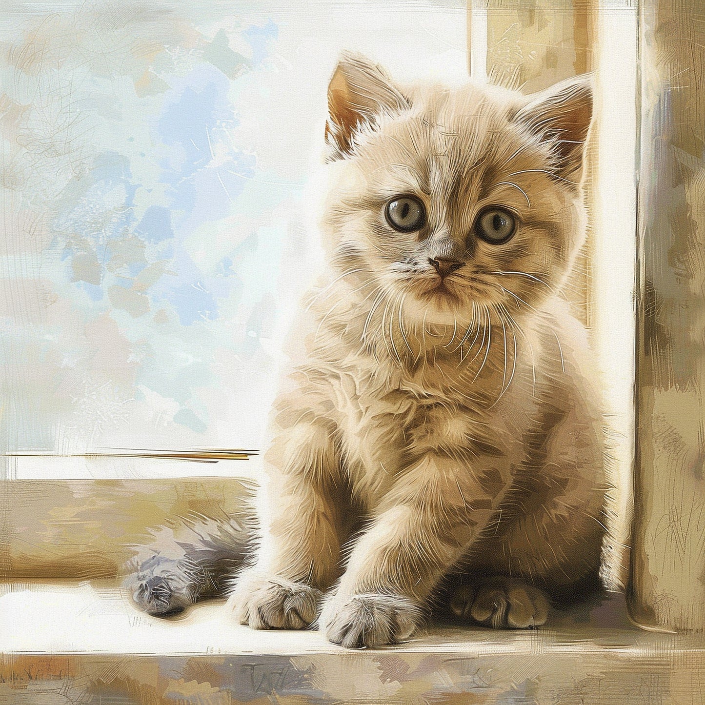 Cute British Shorthair Kitten Sitting by the Window