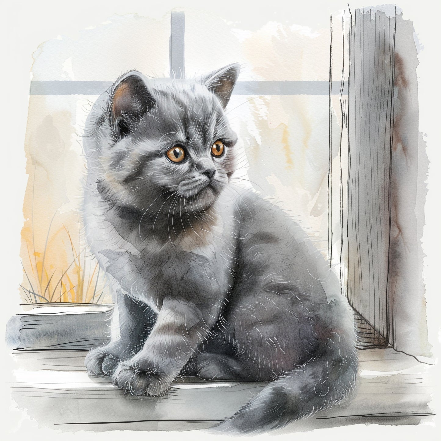 Cute British Shorthair Kitten Sitting by the Window