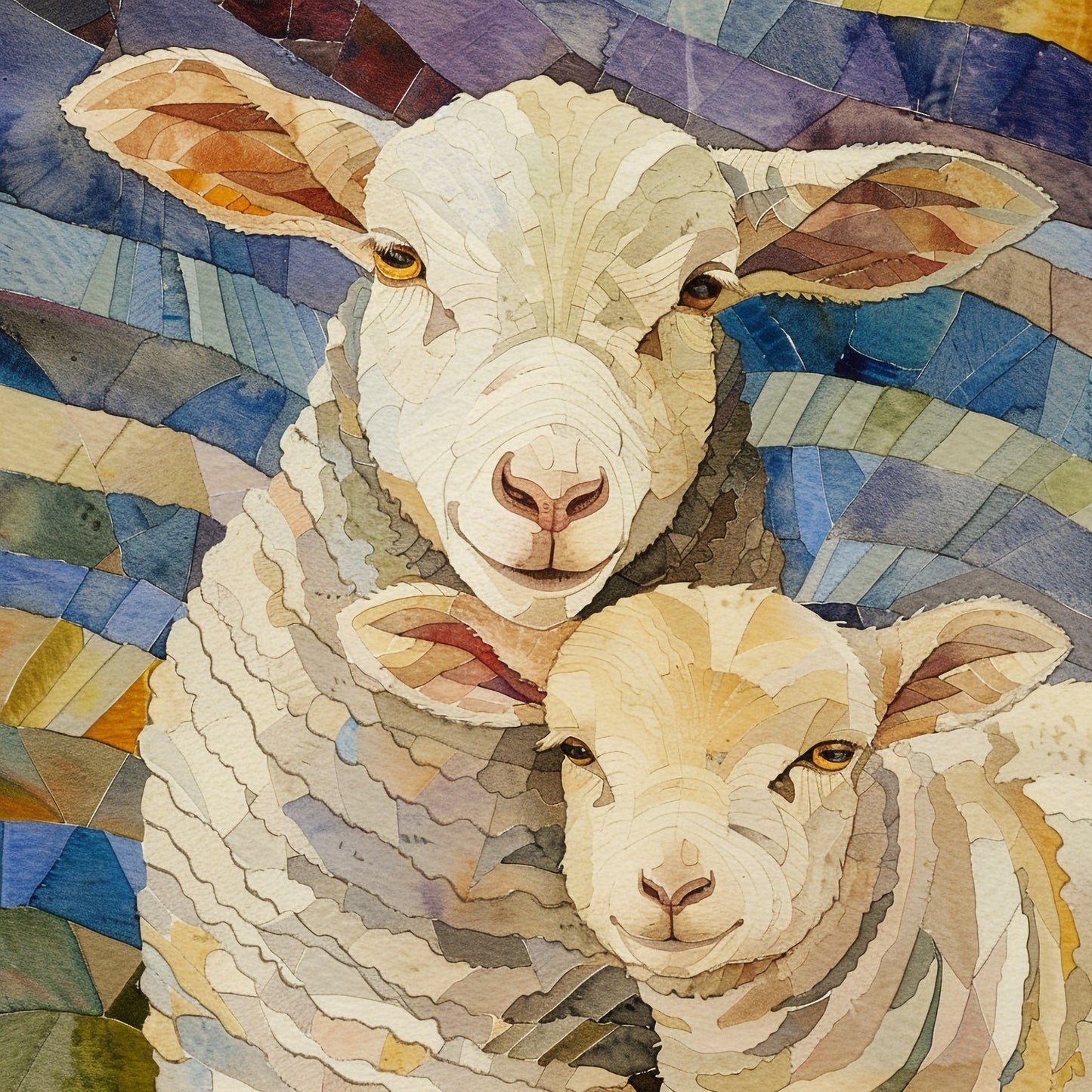Adorable Lamb Snuggles with Mother in Artistic Portrait