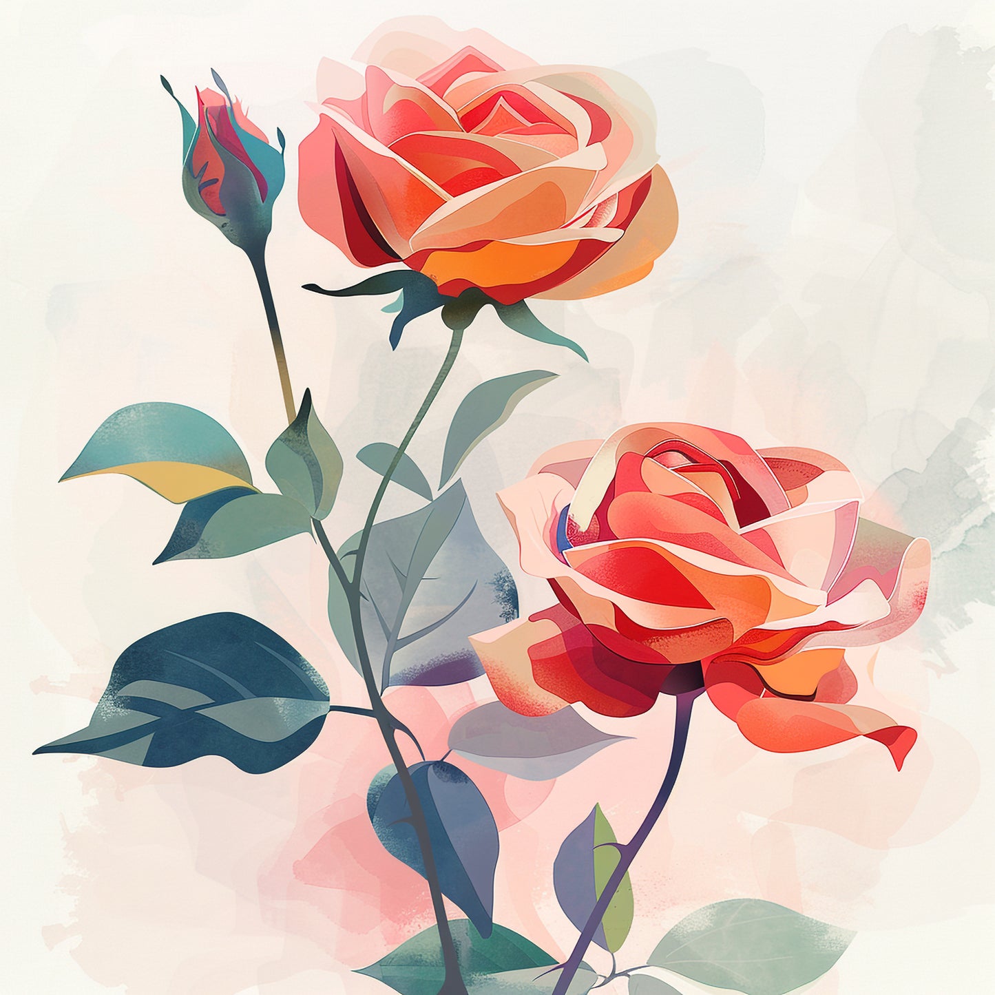 Elegant Roses with Soft Colors on a Gentle Background