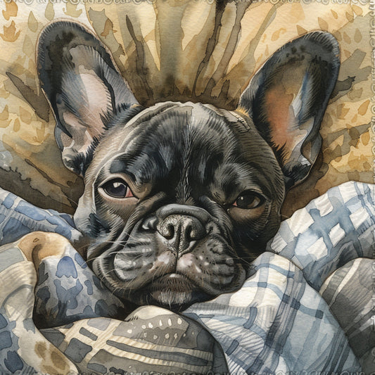 Contented French Bulldog Puppy Enjoying Cozy Nap