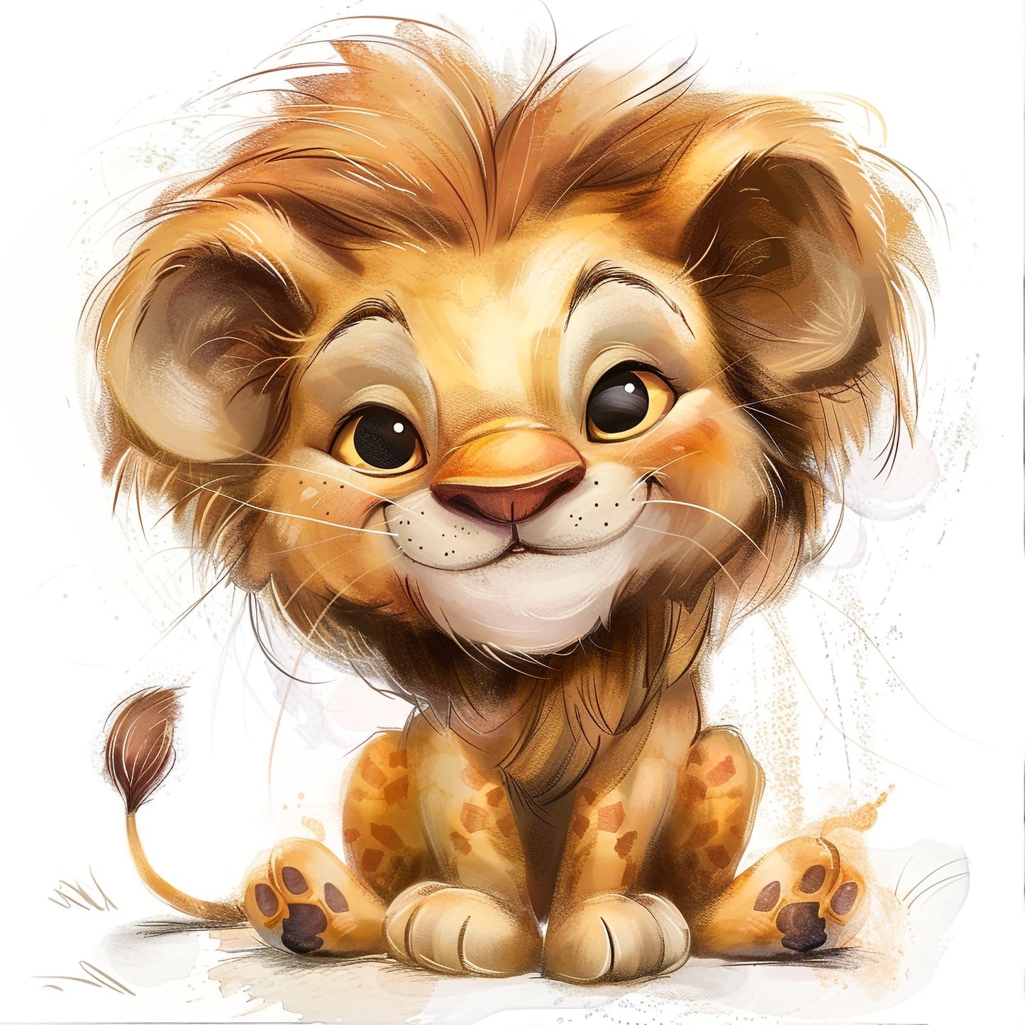 Adorable Illustrated Baby Lion with a Whimsical Look