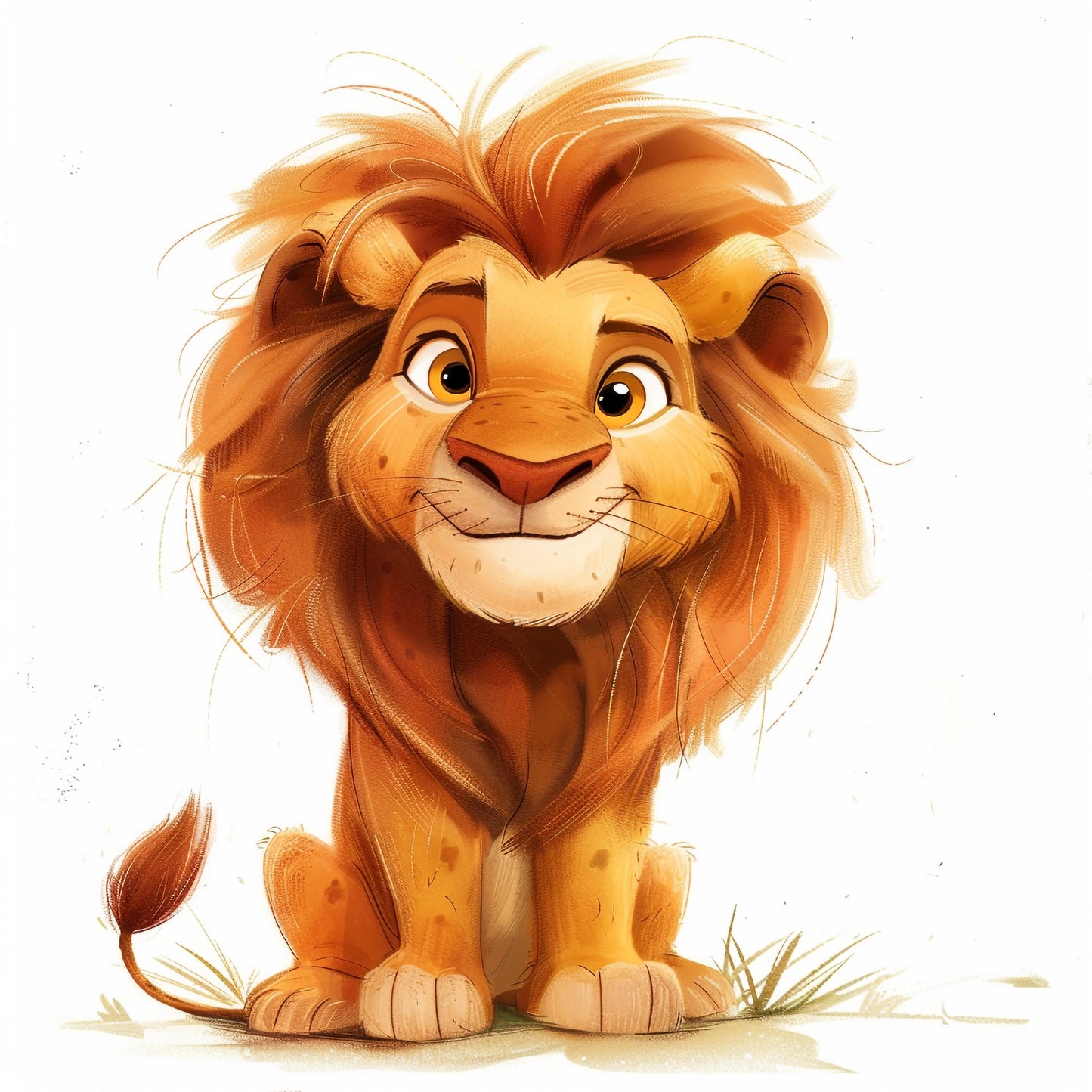 Adorable Illustrated Lion Sitting with a Friendly Smile