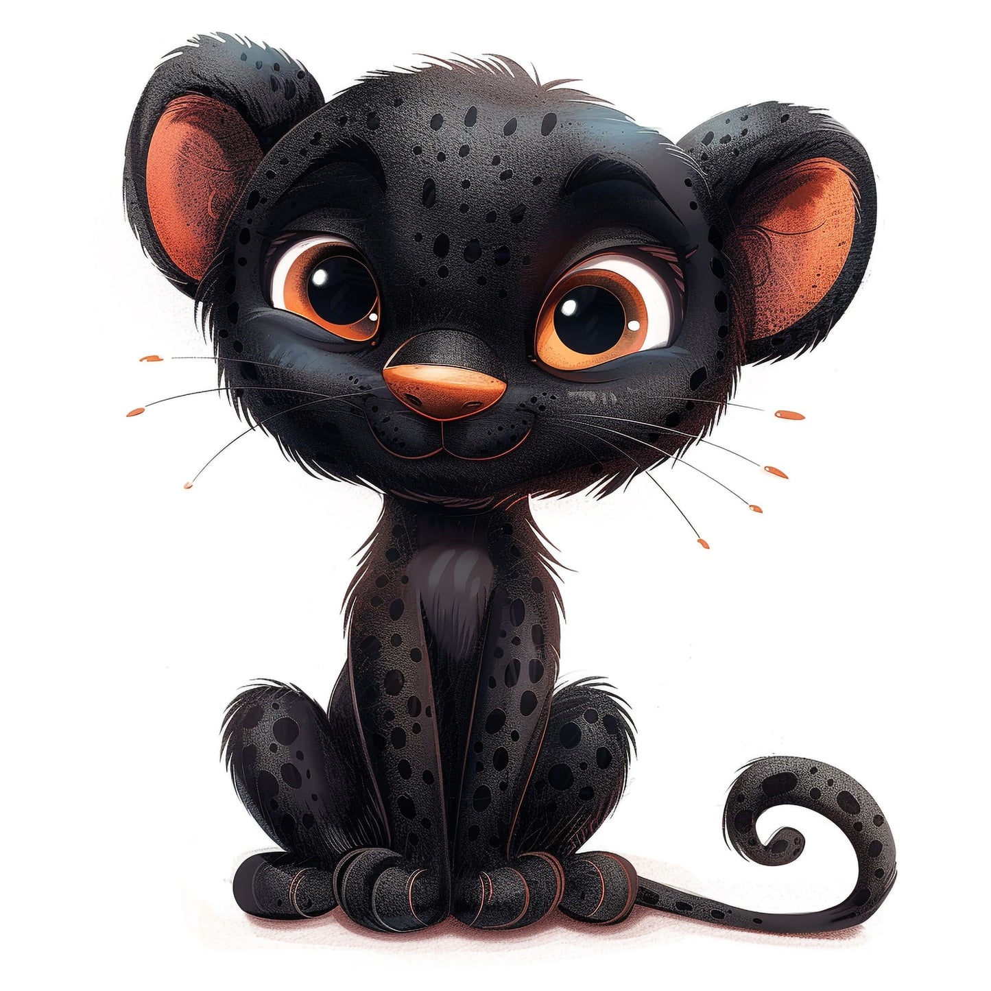 Whimsical Cute Panther Illustration with Airbrush Effect
