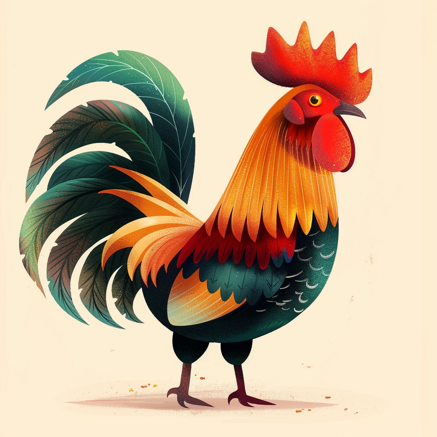 Colorful Rooster Illustration in a Bold Artistic Style