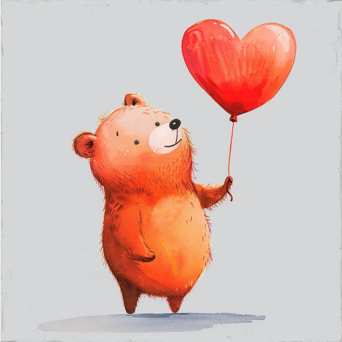 Cute Bear with Heart-Shaped Balloon Illustration