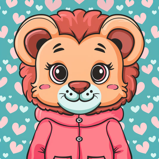 Charming Cartoon Lion with a Heartwarming Smile