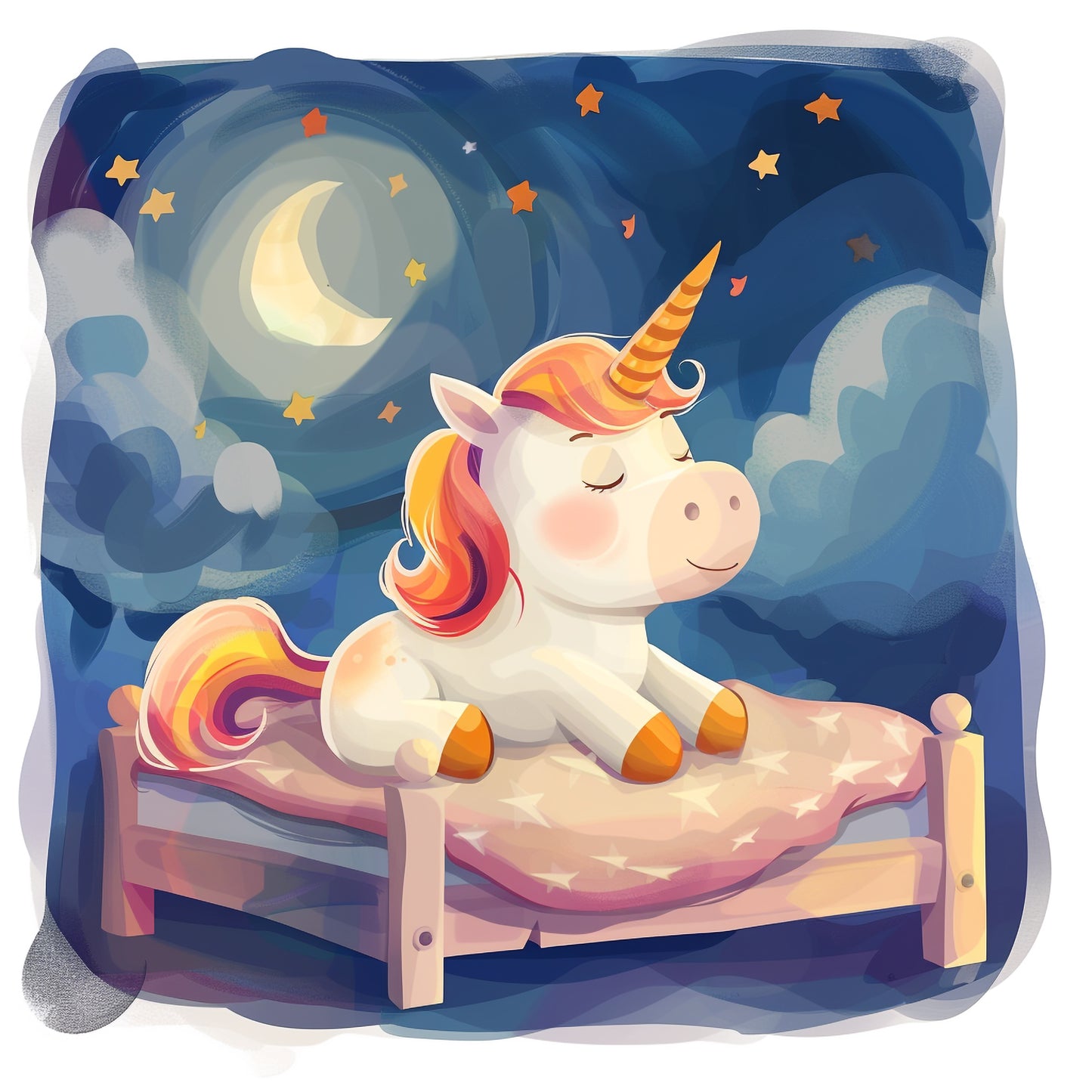 Adorable Baby Unicorn Asleep in a Cozy Bedroom