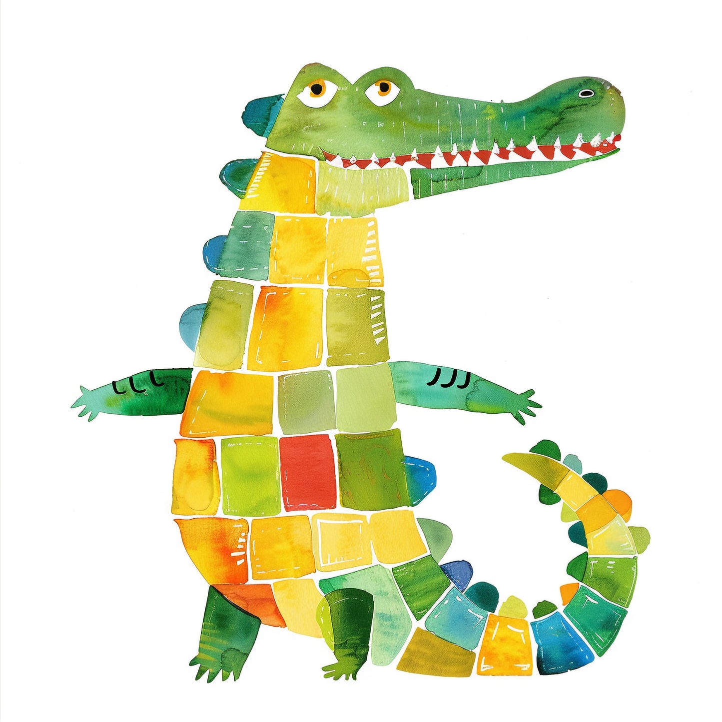 Colorful Friendly Crocodile Illustration for Kids Decor