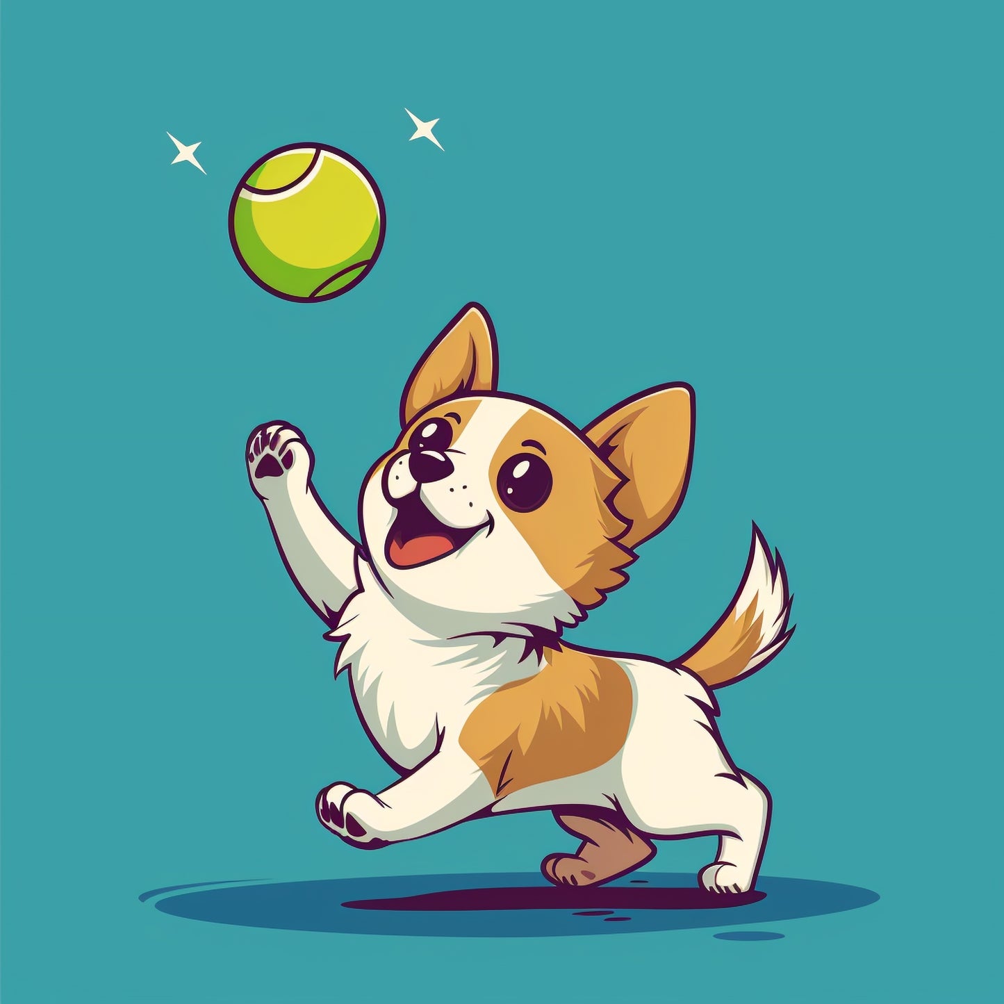 Playful Puppy Enjoying a Game with a Tennis Ball
