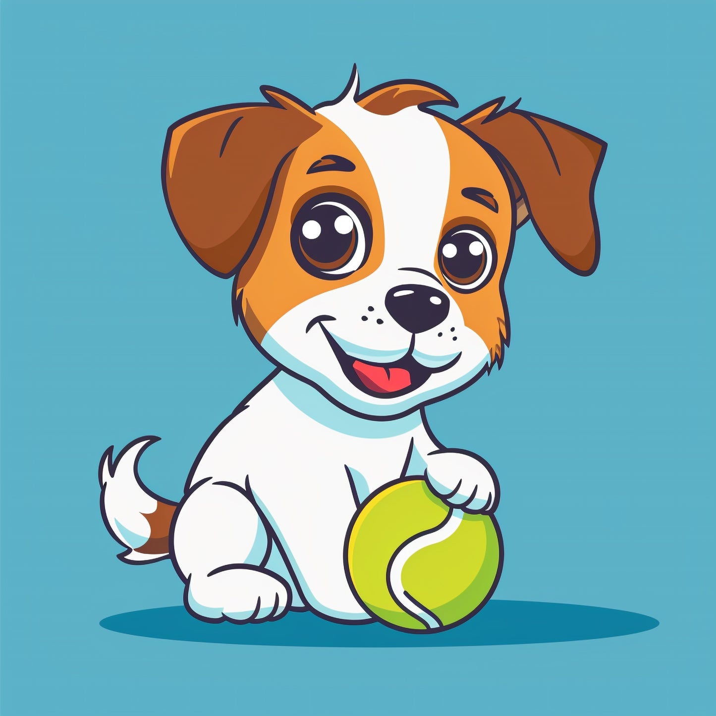 Playful Puppy Enjoying a Game of Fetch with Tennis Ball