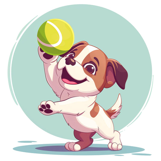 Playful Puppy Enjoying a Game With a Tennis Ball