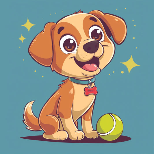 Charming Puppy with Tennis Ball Ready for Playtime