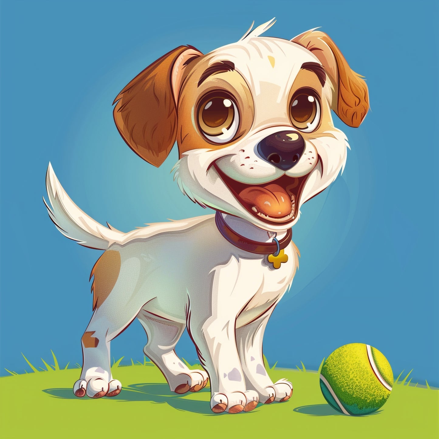 Happy Puppy Enjoying a Fun Game With a Tennis Ball