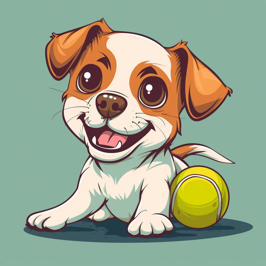 Adorable Puppy Joyfully Playing with Tennis Ball