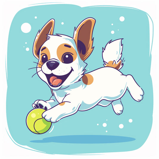 Playful Puppy Enjoying a Game of Fetch with a Tennis Ball