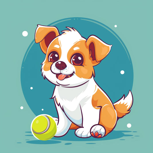 Playful Puppy Enjoying Game With a Tennis Ball