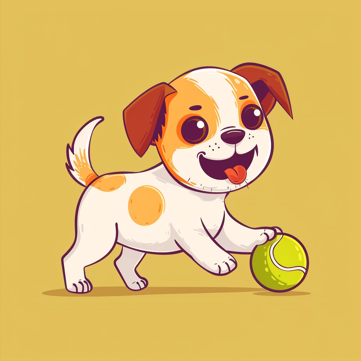 Adorable Puppy Playing with Bright Tennis Ball