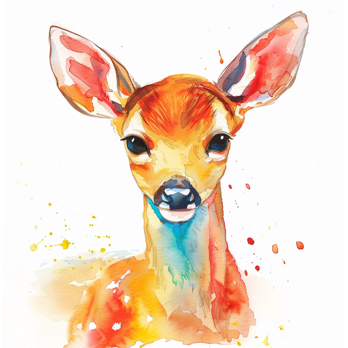 Watercolor Illustration of a Cute Baby Deer
